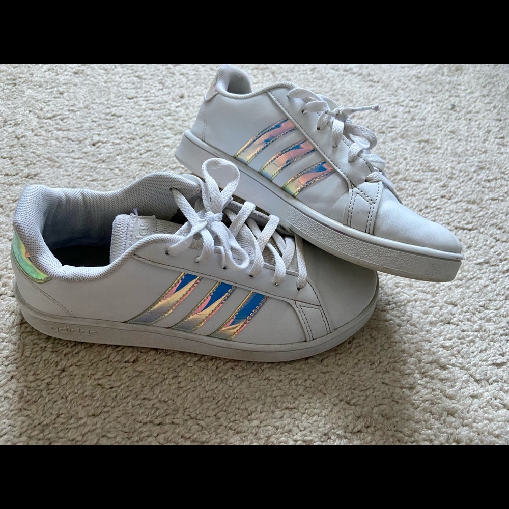 Adidas Superstars White Metallic. Girls Size 4.